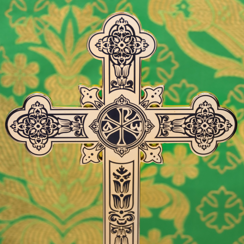 2.7.2829лп Крест настольный латунный в позолоте  фото 2