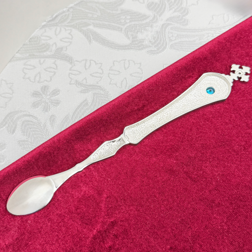 2.7.0783л Лжица латунная в серебрении со вставками фото 4