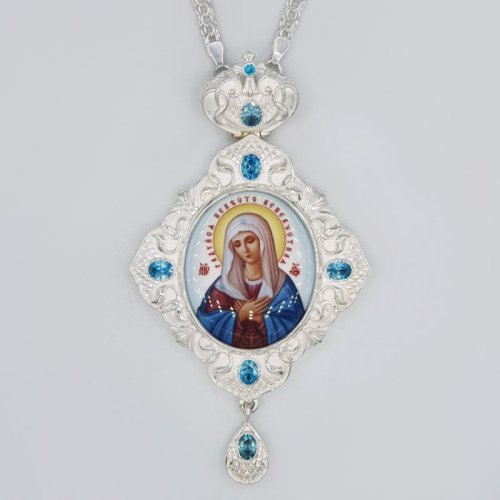 2.7.1334л-2/1л Панагия латунная с принтом и цепью арт.2.7.0201л