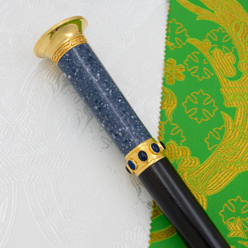 2.7.2444лпч Посох латунный с синими камнями в позолоте фото 7 2.7.2444лпч Посох латунный с синими камнями в позолоте фото 7