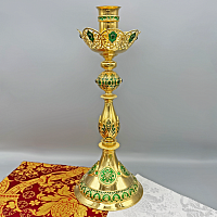 2.7.2653лпэ Примикирий латунный с зелеными камнями и эмалью в позолоте