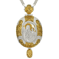 2.7.0690лф/1л Панагия латунная с литьевым образом, фрагментальной позолотой и с цепью 2.7.0201л