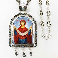 2.7.1045л-2/80л Панагия латунная с родированием и цепью