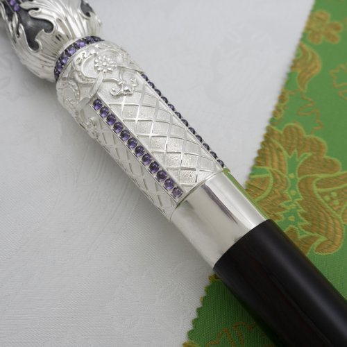 2.7.2676лр Жезл латунный с фиолетовыми камнями в серебрении фото 5 2.7.2676лр Жезл латунный с фиолетовыми камнями в серебрении фото 5