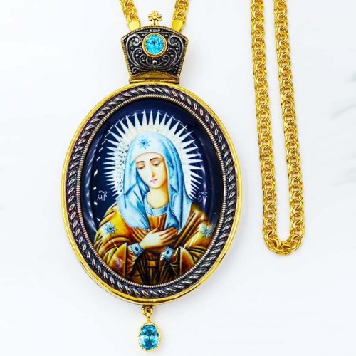 2.7.1145лп-2/1лп Панагия латунная в позолоте с цепью