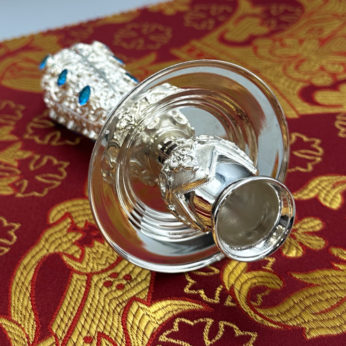 2.7.0742л Подсвечник ручной латунный со вставками фото 4 2.7.0742л Подсвечник ручной латунный со вставками фото 4