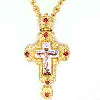 2.10.0204лф-1/44лп Крест латунный с фр. позолотой, финифтью и цепью
