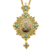 2.7.0161лп-2/1лп Панагия латунная в позолоте с цепью
