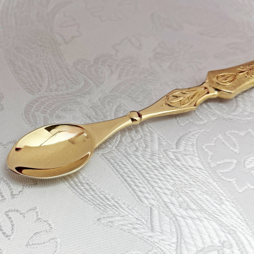 2.7.0783лп Лжица латунная в позолоте со вставками фото 5