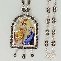 2.7.1045л-2/80л Панагия латунная с родированием и цепью