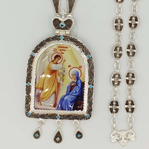 2.7.1045л-2/80л Панагия латунная с родированием и цепью