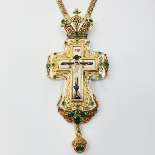 2.10.0295лф-2/1л Крест латунный с фрагментальной позолотой и цепью