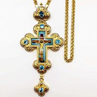 2.10.0286лп-2/1лп Крест латунный в позолоте с цепью