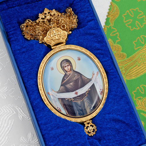 2.7.2487лп-2/41лп Панагия латунная в позолоте фото 2