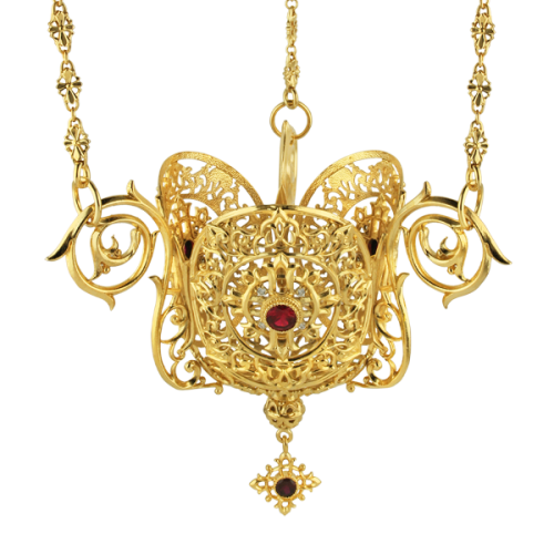 2.7.0405лп Лампада латунная в позолоте со вставками 2.7.0405лп Лампада латунная в позолоте со вставками