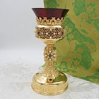 2.7.0694лп Лампада латунная в позолоте со вставками