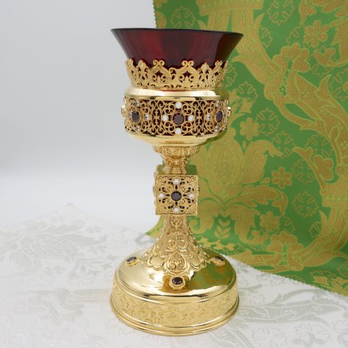 2.7.0694лп Лампада латунная в позолоте со вставками