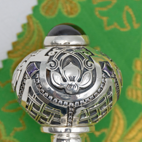 2.7.2016лр Посох латунный с фиолетовыми камнями в серебрении фото 10 2.7.2016лр Посох латунный с фиолетовыми камнями в серебрении фото 10