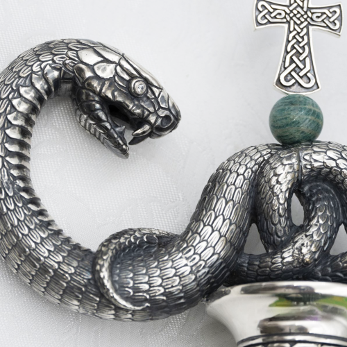 2.7.2443лнрч Жезл латунный в серебрении с натуральными камнями фото 5 2.7.2443лнрч Жезл латунный в серебрении с натуральными камнями фото 5