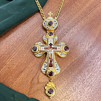 2.10.0312лп-2/1лп Крест латунный с красными камнями в позолоте