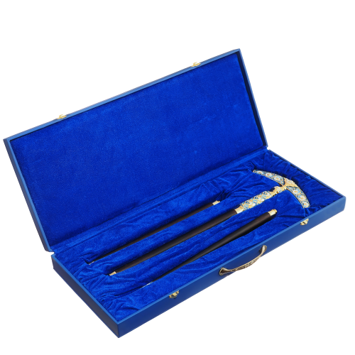 2.7.2002лп-М Посох латунный в позолоте со вставками фото 2