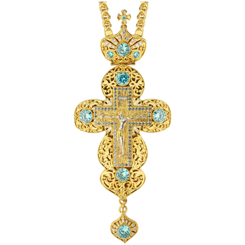 2.10.0133лп/1лп Крест латунный в позолоте с литьевым распятием и цепью