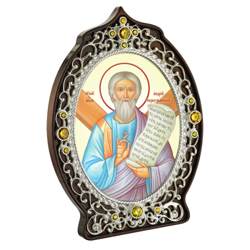 2.78.0950л Икона настольная в серебре - Святой Апостол Андрей Первозванный.