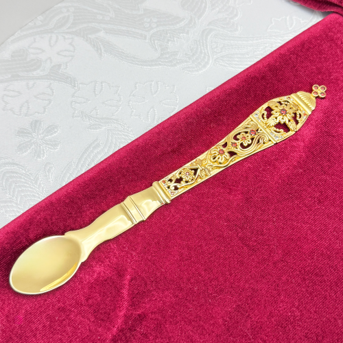 2.7.0712лп Лжица латунная в позолоте со вставками