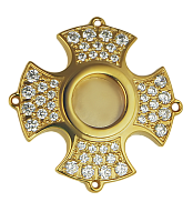 2.7.1035лп Мощевик латунный с белыми камнями в позолоте