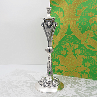 2.7.1717лр Подсвечник напрестольный латунный с патинированием в серебрении