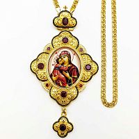 2.7.1289лп-2/1лп Панагия латунная в позолоте с принтом и цепью арт.2.7.0201лп