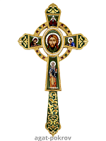 2.7.2108лпэ-2 Крест напрестольный латунный со вставками в позолоте