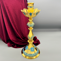 2.7.2653лпэ Примикирий латунный с голубыми камнями и эмалью в позолоте