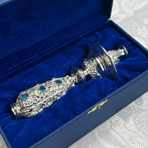 2.7.0742л Подсвечник ручной латунный со вставками фото 3 2.7.0742л Подсвечник ручной латунный со вставками фото 3