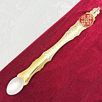 2.7.1094лфэ Лжица латунная с фрагментарной позолотой и эмалью