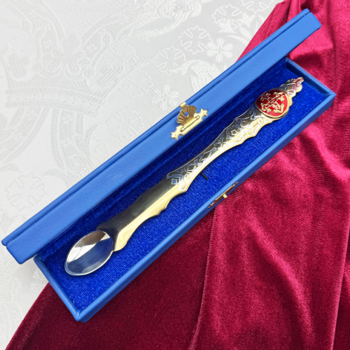 2.7.1094лфэ Лжица латунная с фрагментарной позолотой и эмалью фото 3 2.7.1094лфэ Лжица латунная с фрагментарной позолотой и эмалью фото 3