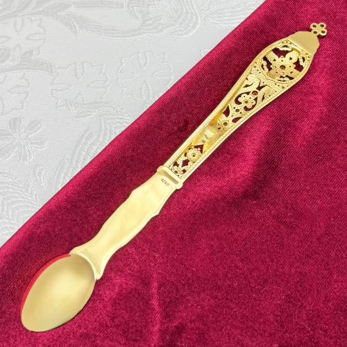 2.7.0712лп Лжица латунная в позолоте со вставками фото 5