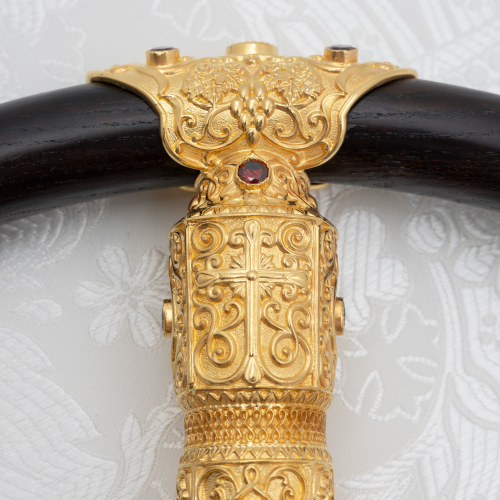 2.7.0519лп Посох латунный с красными камнями в позолоте фото 2 2.7.0519лп Посох латунный с красными камнями в позолоте фото 2