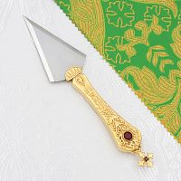 2.7.0782лпс-8 Копие среднее латунное с красными камнями в позолоте