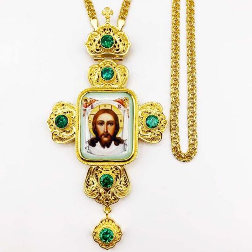 2.10.0340лп-2/1лп Крест наперсный в позолоте с цепью