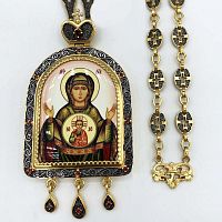2.7.1045лп-2/80лп Панагия латунная в позолоте со вставками и с цепью