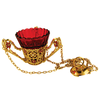 2.7.0381лп Лампада латунная в позолоте с эмалью