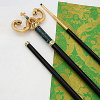 2.7.2443лнпч Жезл латунный в позолоте с натуральными камнями