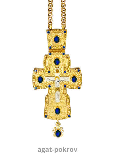2.10.0058лп/1лп Крест наперсный в позолоте с цепью фото 5