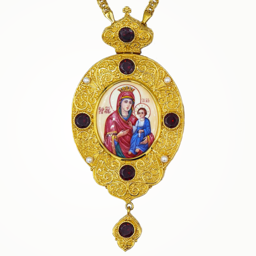 2.7.0874лп-1/1лп Панагия латунная в позолоте с финифтью и цепью арт.2.7.0201лп 2.7.0874лп-1/1лп Панагия латунная в позолоте с финифтью и цепью арт.2.7.0201лп