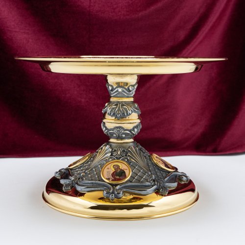 2.7.1599клпрэ-18-К/3 Евхаристический набор на 3 предмета с комбинированной чашей на 1,0 л в позолоте с патинированием и деколью фото 12 2.7.1599клпрэ-18-К/3 Евхаристический набор на 3 предмета с комбинированной чашей на 1,0 л в позолоте с патинированием и деколью фото 12