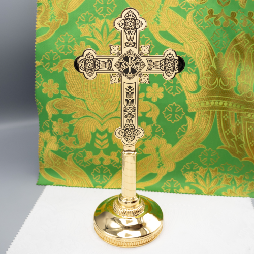 2.7.2829лп Крест настольный латунный в позолоте  фото 6