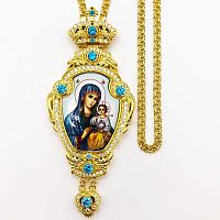 2.7.1335лп-2/1лп Панагия латунная в позолоте с цепью