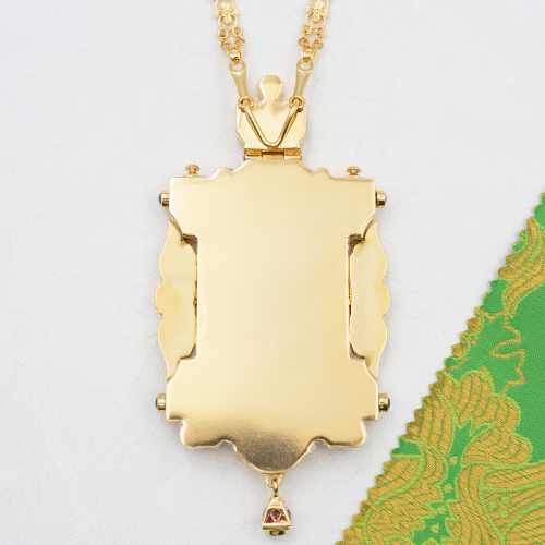 2.7.2708лп-18/155лп-М Панагия латунная в позолоте фото 3 2.7.2708лп-18/155лп-М Панагия латунная в позолоте фото 3