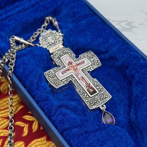 2.10.0622лр-2/64лр Крест наперсный латунный со вставкой в серебрении фото 2 2.10.0622лр-2/64лр Крест наперсный латунный со вставкой в серебрении фото 2